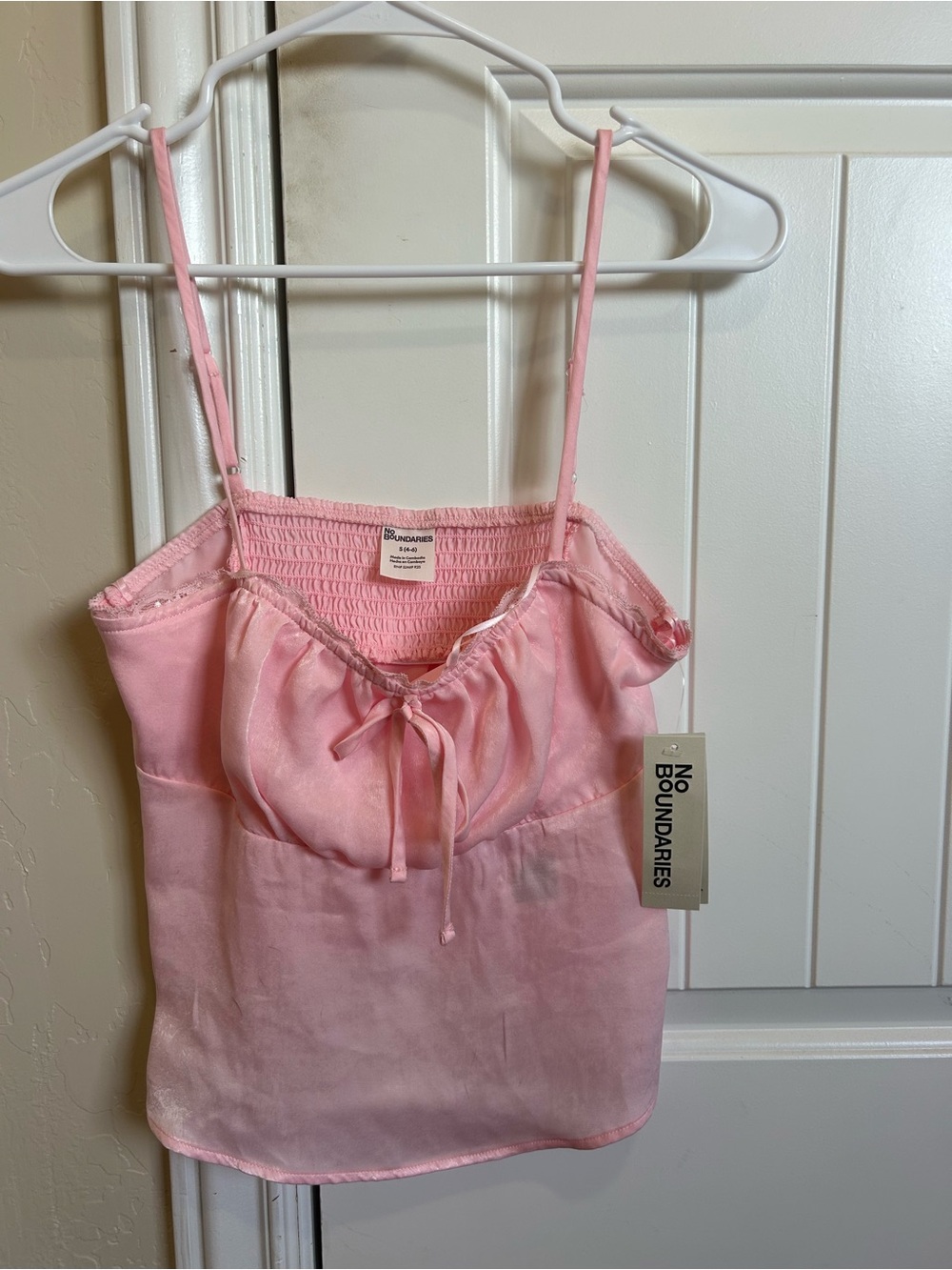 No Boundaries Pink Tank Top with Tie Front